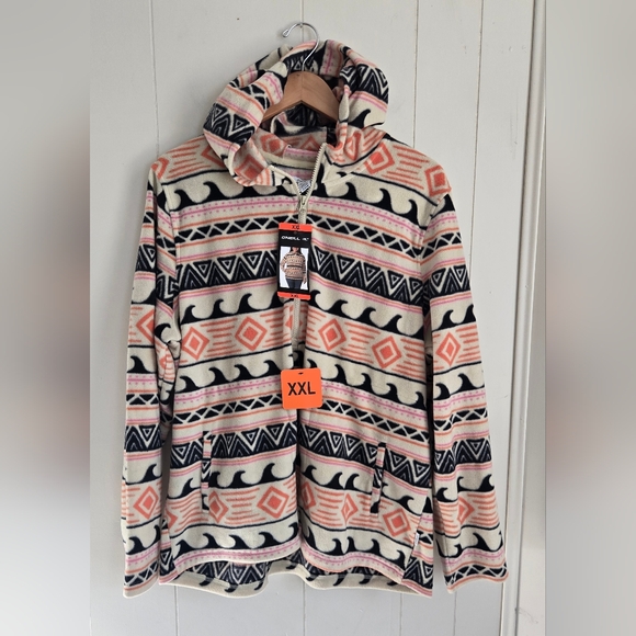 NWT O'Neill Cream and Pink Fleece Jacket-Size XXL - Picture 5 of 6